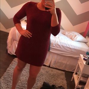 Short maroon sparkly dress
